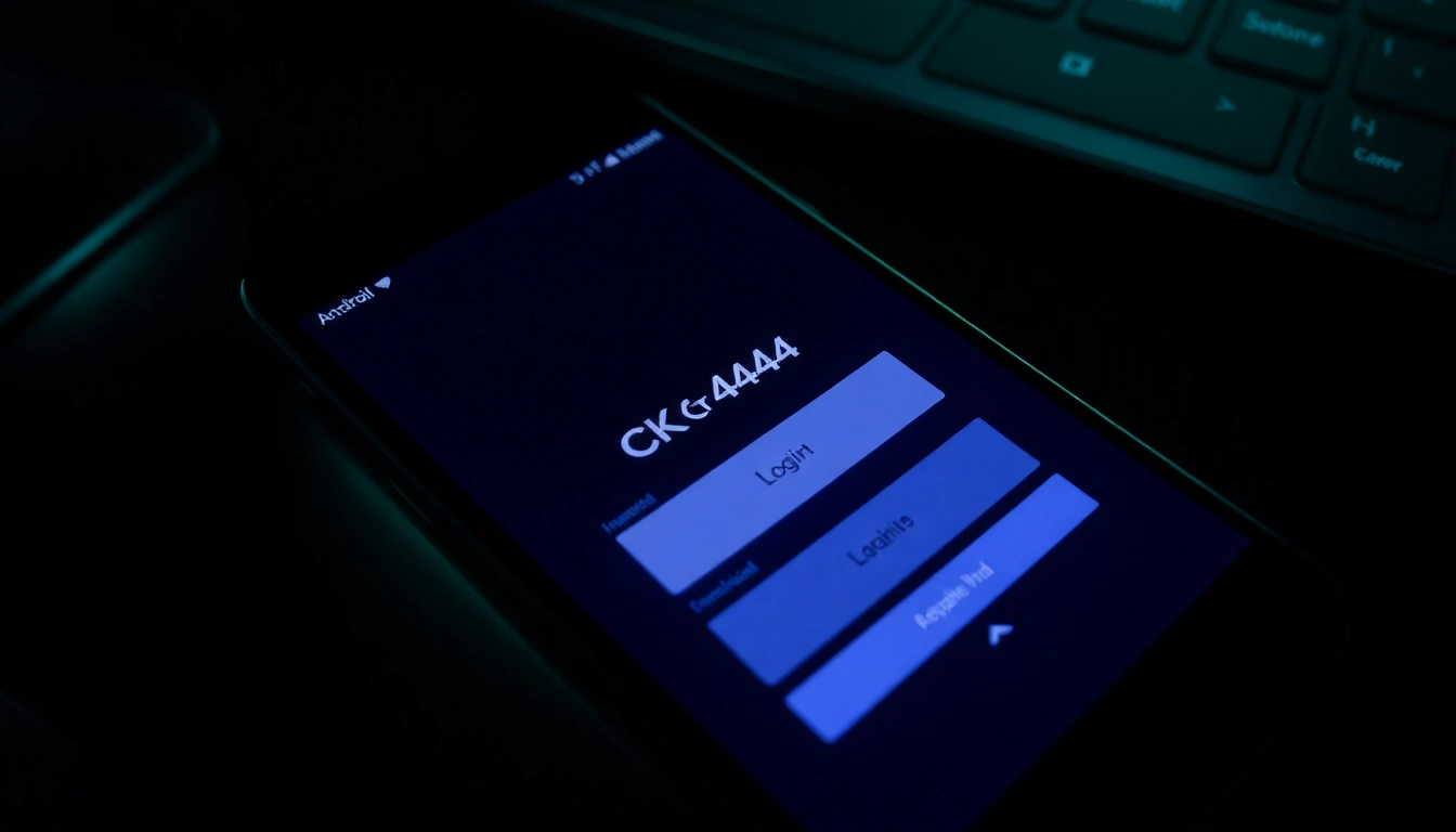 Secure ck4444 login app Android interface on smartphone showcasing fast access and user convenience for online gaming enthusiasts.