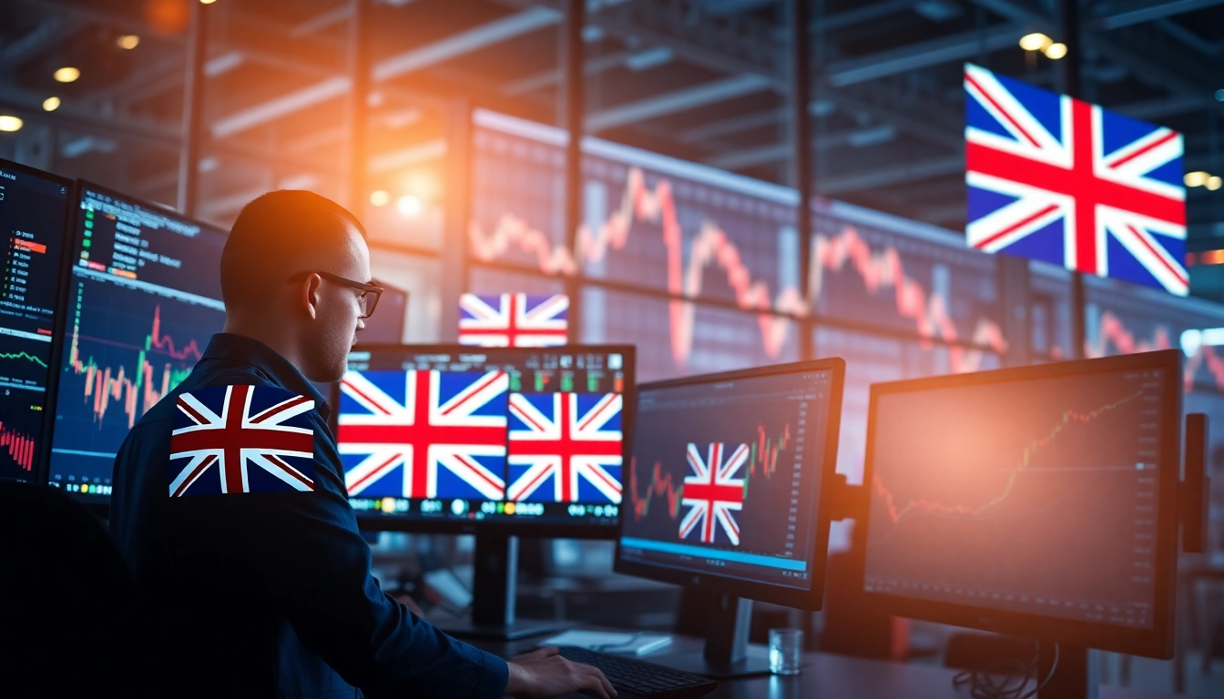Online Trading UK A professional trader utilizes a sleek digital platform displaying UK market